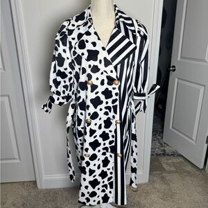 Stylish Black and White Trench Coat